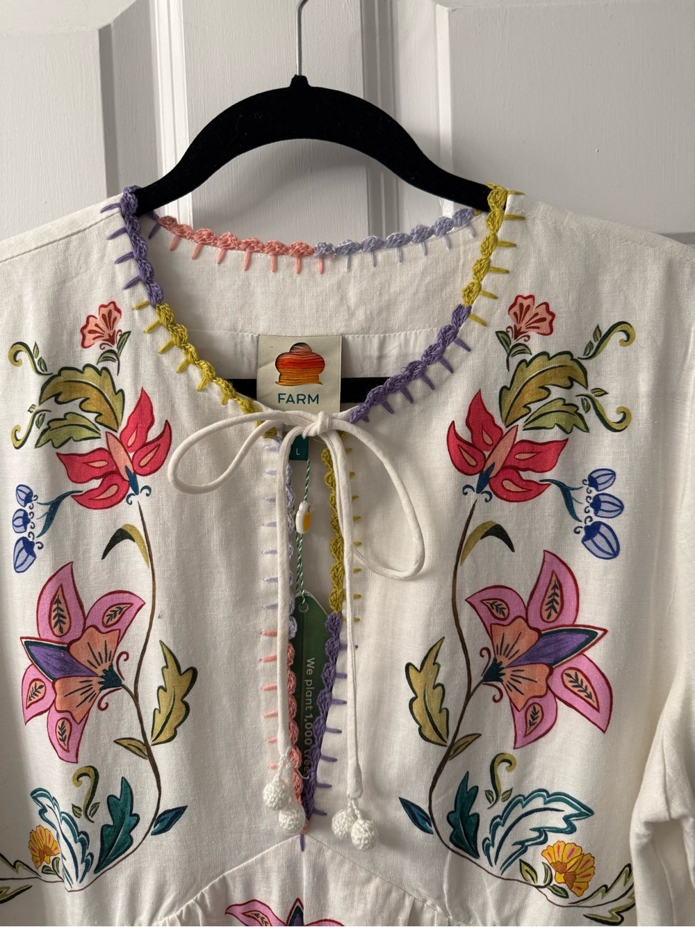 NWT Farm Rio Floral Insects Off White Mini Dress - Picture 10 of 13